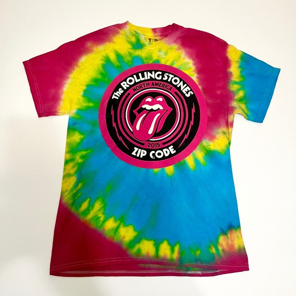 the Rolling Stones Other - Rolling Stones North America 2015 Zip Code Tour Tie Dye TShirt Short Sleeve Sz M